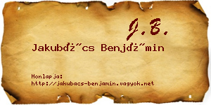 Jakubács Benjámin névjegykártya
