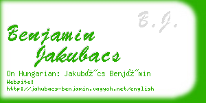 benjamin jakubacs business card